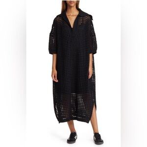 Black LALA Crochet Midi Dress